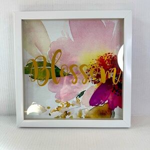Floral Blossom Wall Art with White Frame and Glass